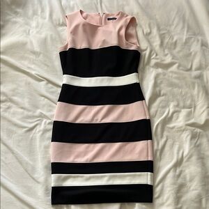 Elegant Pink and Black Striped Dress